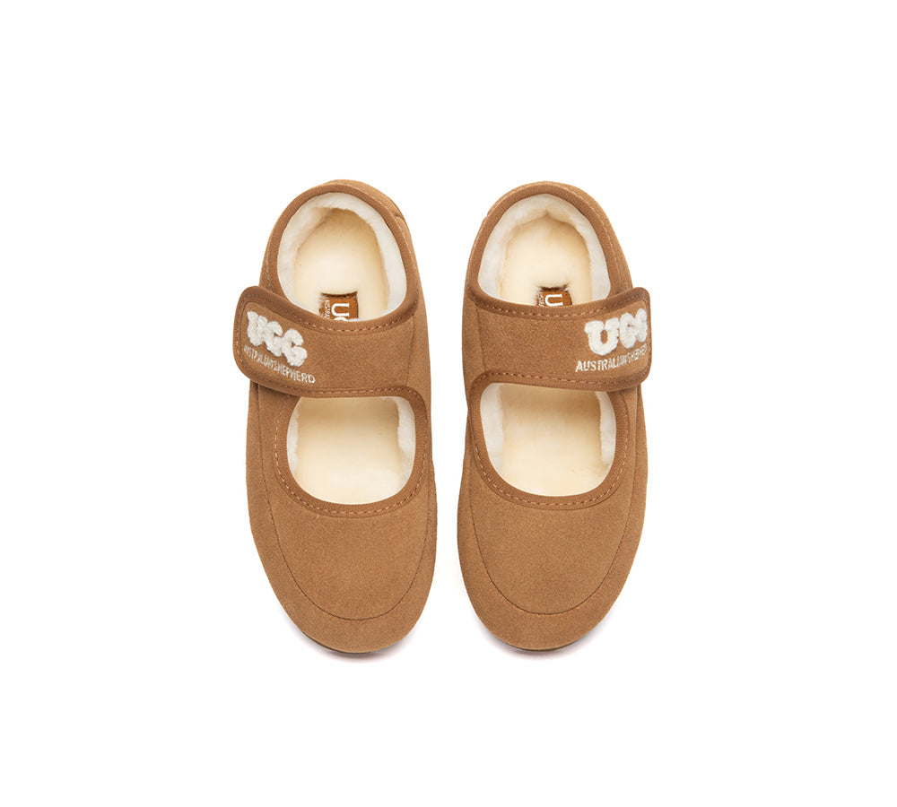 AUSTRALIAN SHEPHERD® UGG Kids Slippers Sheepskin Wool Adjustable Strap Mary Jane Velvi Kids UGG AUSTRALIAN SHEPHERD