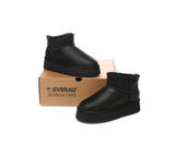 EVERAU® UGG Women Sheepskin Wool Ankle Platform Boots Romi