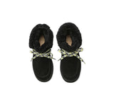 EVERAU® UGG Women Sheepskin Wool Lace Up Ankle Platform Boots Honour