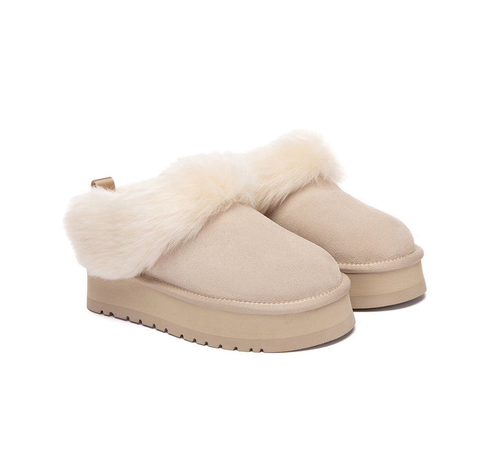 AUSTRALIAN SHEPHERD® UGG Slippers Sheepskin Wool Collar Ankle Platform Mianee UGG AUSTRALIAN SHEPHERD