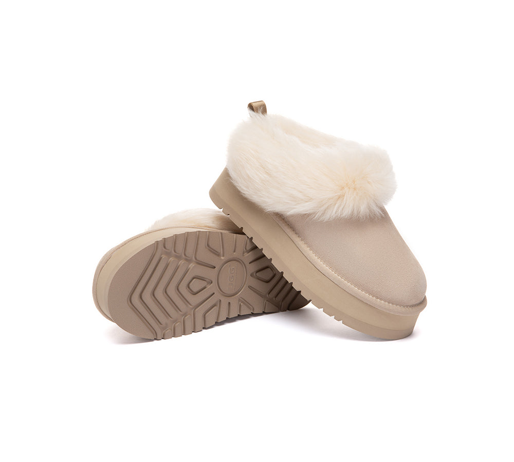 AUSTRALIAN SHEPHERD® UGG Slippers Sheepskin Wool Collar Ankle Platform Mianee UGG AUSTRALIAN SHEPHERD