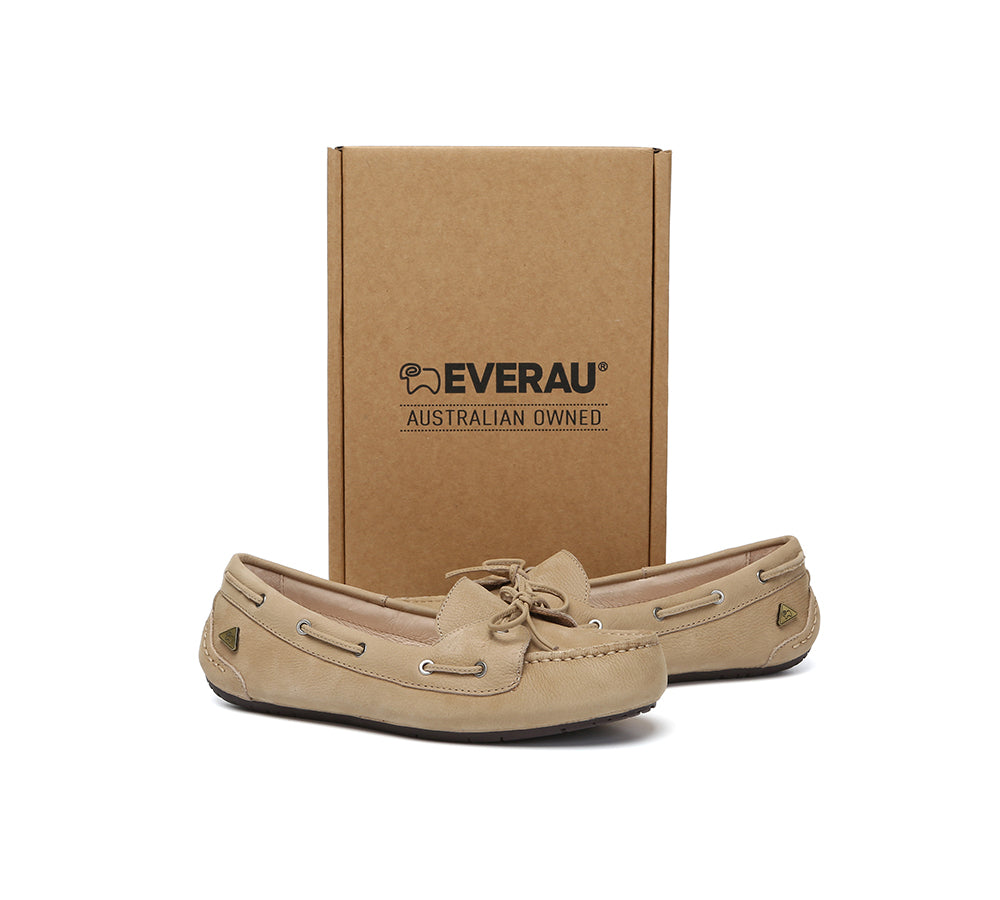EVERAU® Women Leather Moccasin Loafers Classic Monty EVERAU