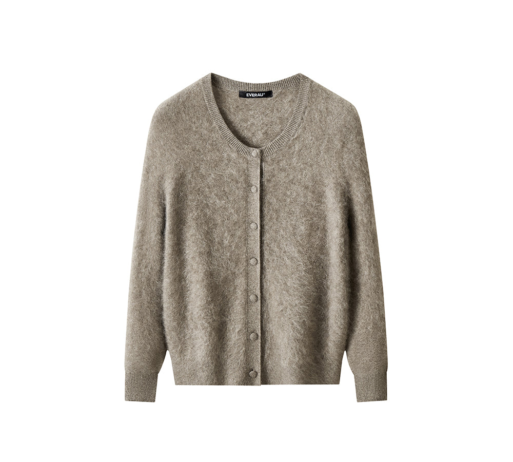 EVERAU® Yak Wool Knit Cardigan Cashmere Blend Loose Fit Morra EVERAU