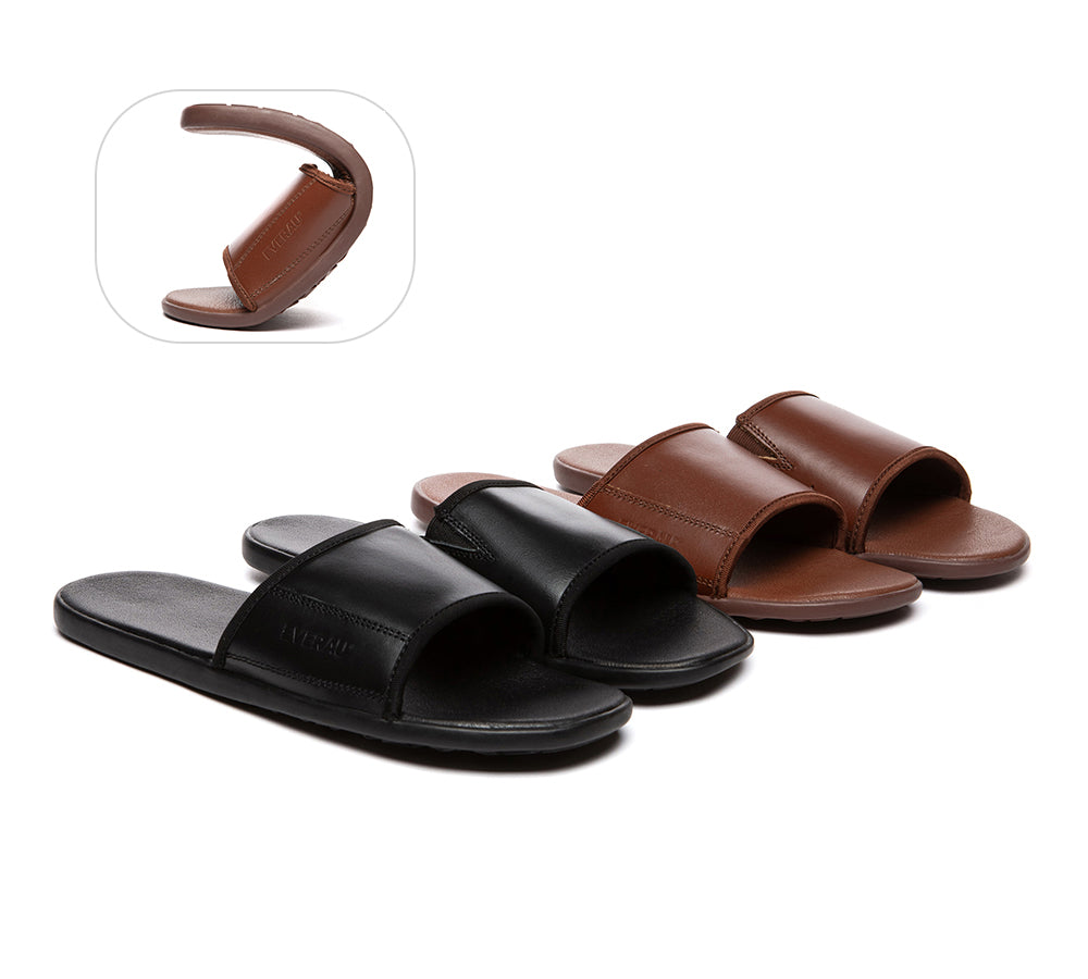 EVERAU® Men Leather Slip-on Ultra Soft Summer Slides Andy - UGG EXPRESS