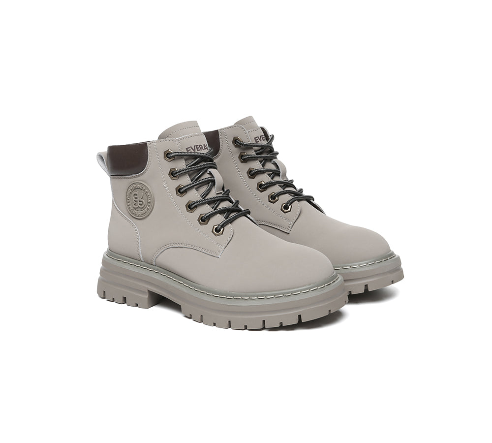 EVERAU® Women Leather Chunky Boots Stephanie