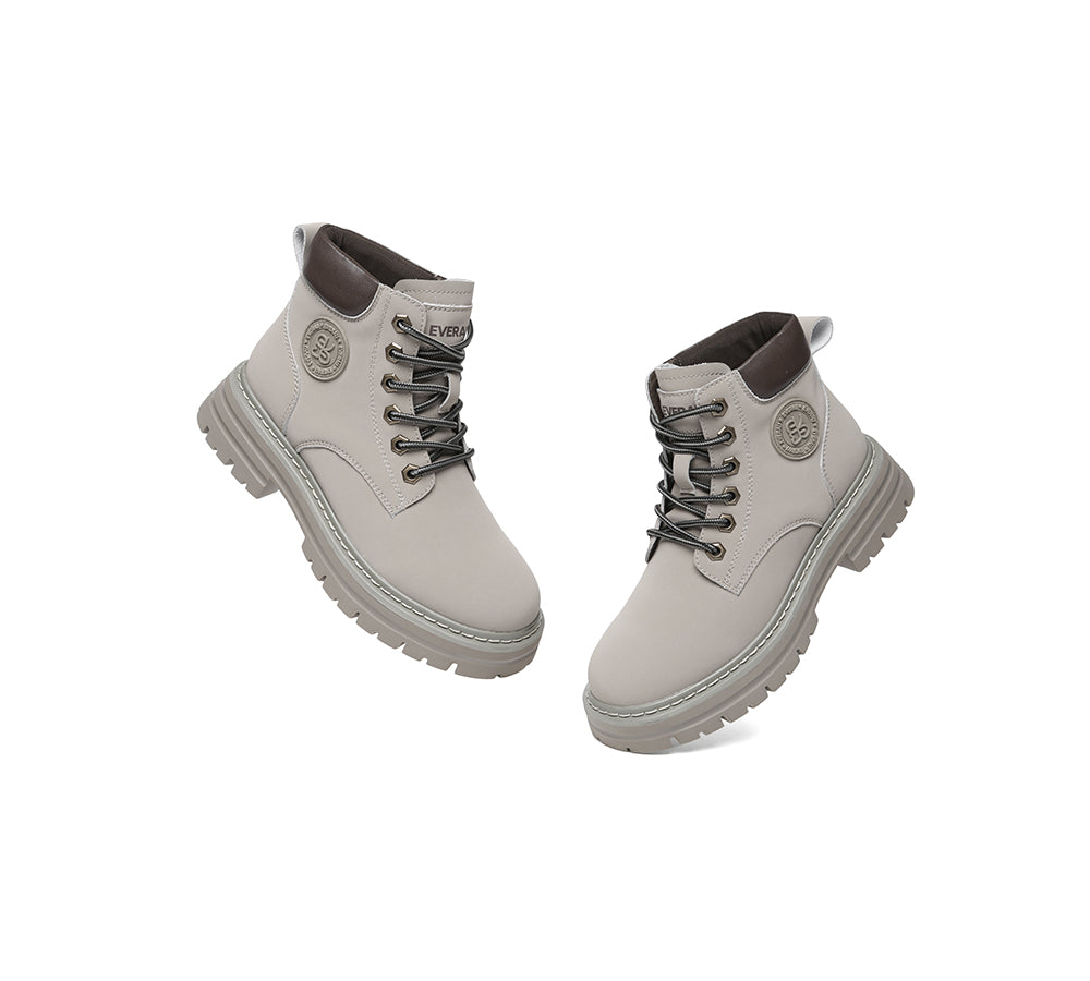 EVERAU® Women Leather Chunky Boots Stephanie