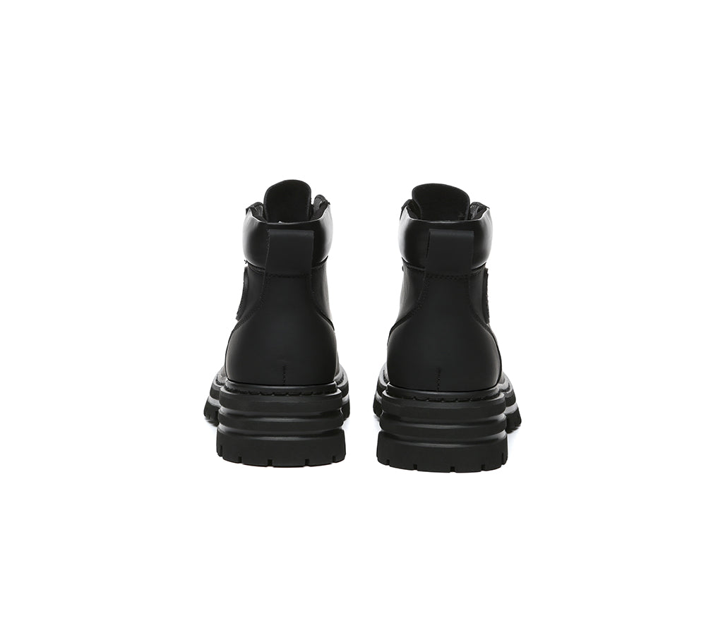 EVERAU® Women Leather Chunky Boots Stephanie