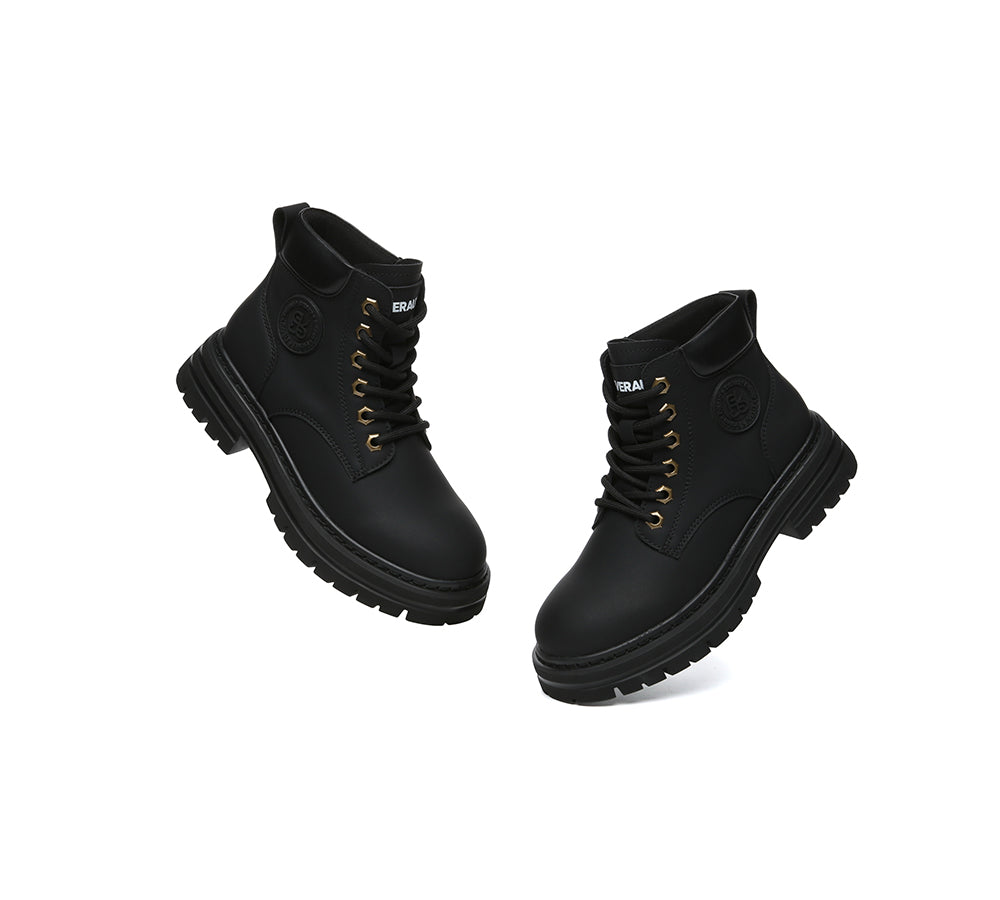 EVERAU® Women Leather Chunky Boots Stephanie
