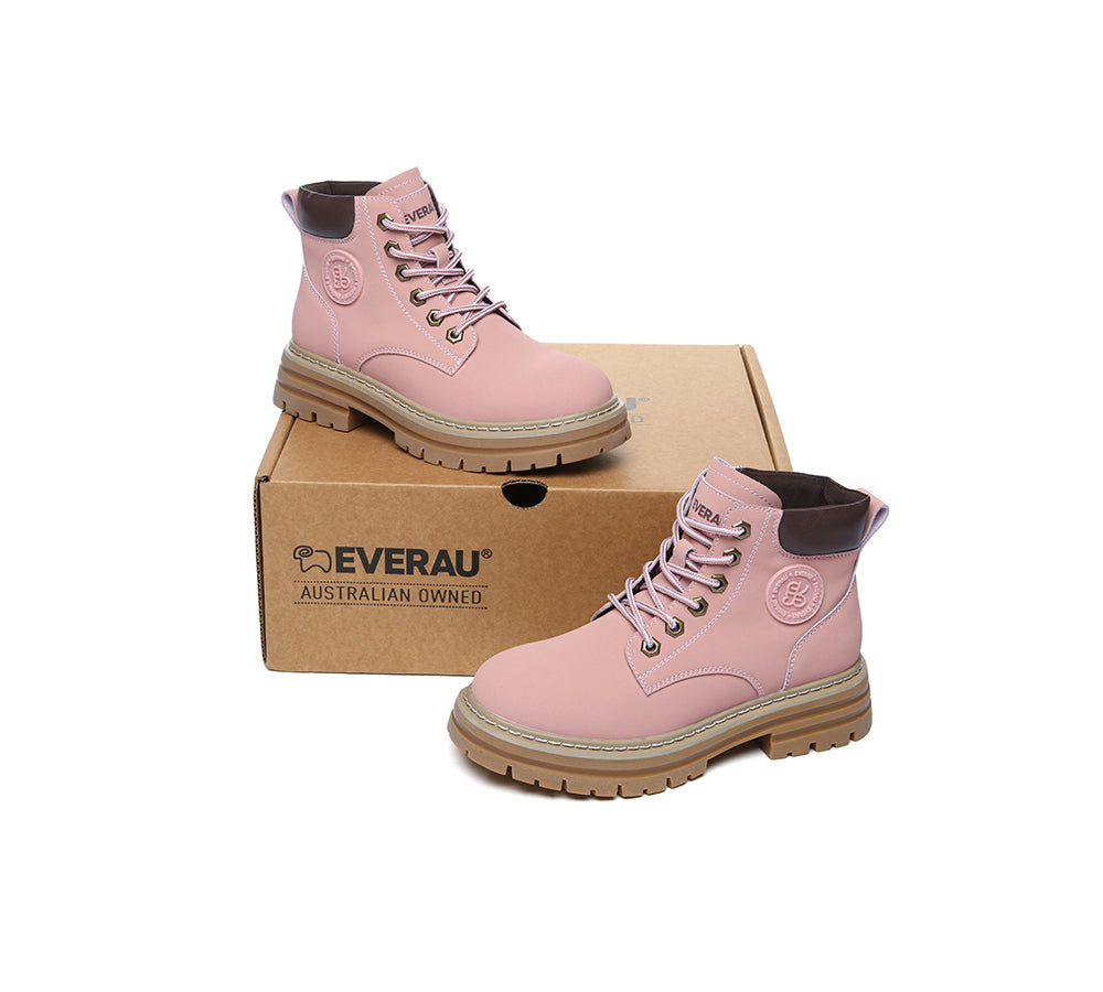 EVERAU® Women Leather Chunky Boots Stephanie