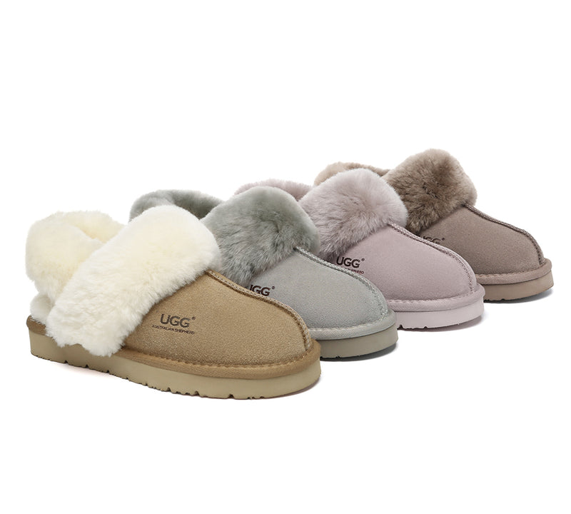 AUSTRALIAN SHEPHERD® UGG Slippers Women Removable Wool Strap Slingback Muffin Fluffy