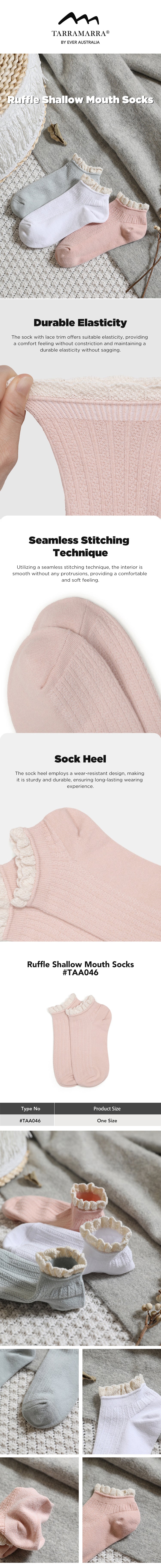 TARRAMARRA® 100% Cotton Ruffle Shallow Mouth Socks