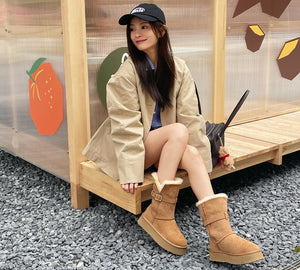 UGG EVERAU®  3-Way Style UGG Boots Women Sheepskin Wool Platform Short Valerie EVERAU