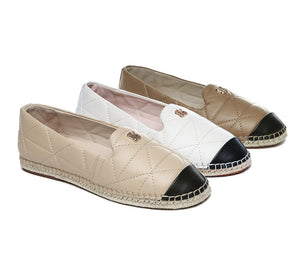 Espadrilles - Women Leather Slip-on Flat Espadrilles Evelyn