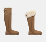 EVERAU® UGG Boots Double Faced Sheepskin Wool Tall Button Over-Knee Jenner EVERAU