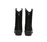 Leather Boots - EVERAU® Women Leather Zipper Pointed Toe Block Heel Boots Lewis