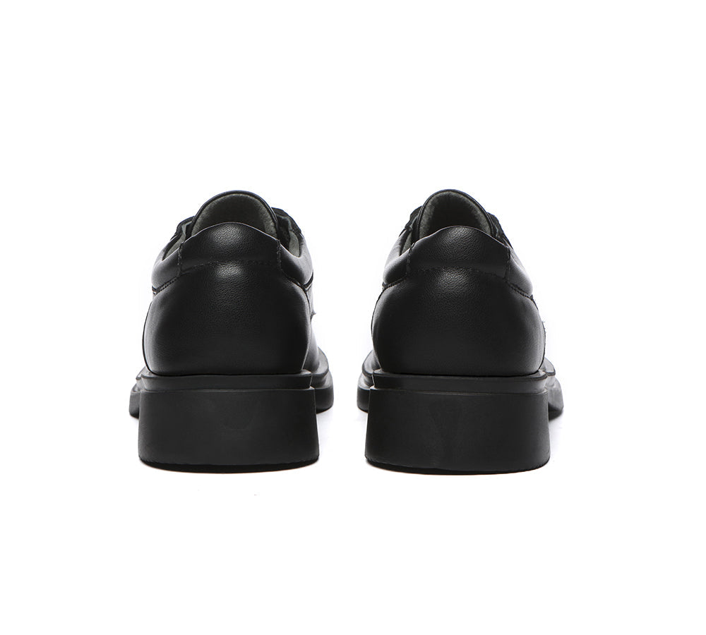 School Shoes - EVERAU® Senior Black Leather Lace Up School Shoes