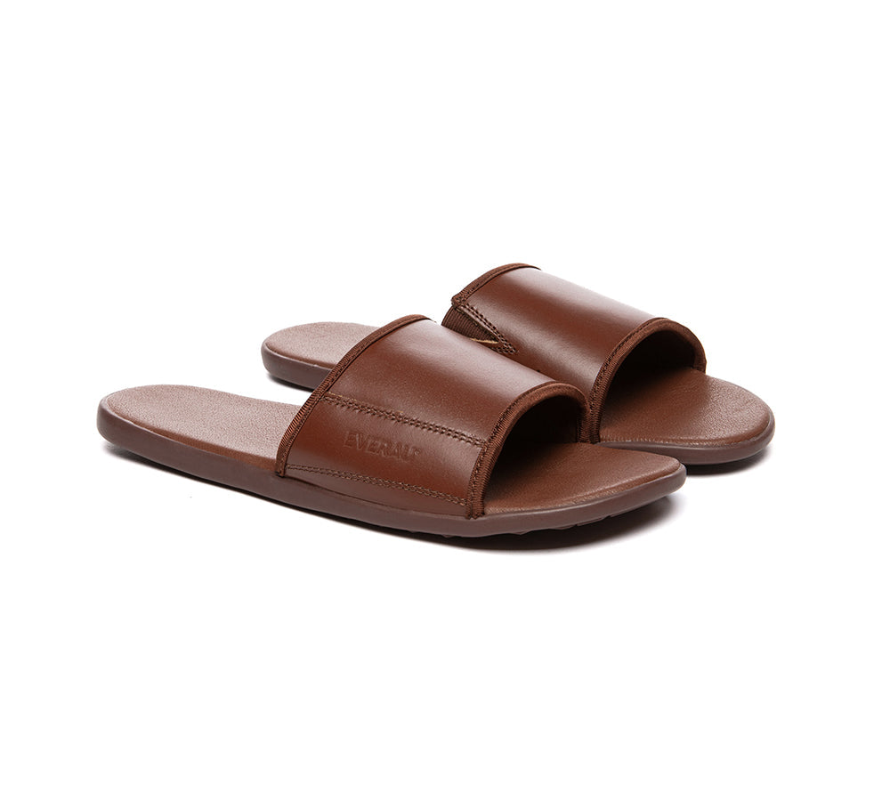 EVERAU® Men Leather Slip-on Ultra Soft Summer Slides Andy - UGG EXPRESS