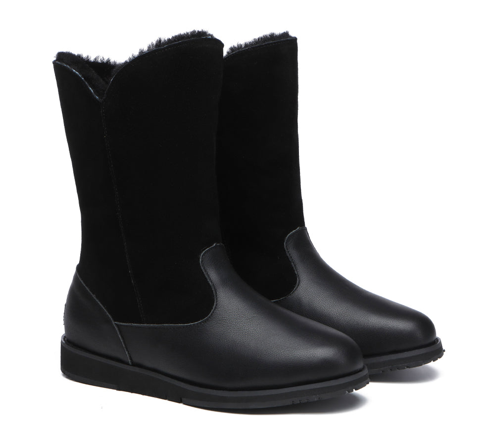 Fashion Boots - Premium Leather Zipper Mid Calf Women Boots Bryanna