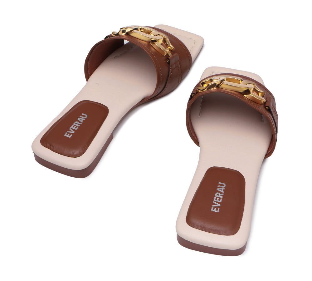 Flats - Open Toe Leather Flat Sandals Women Chela