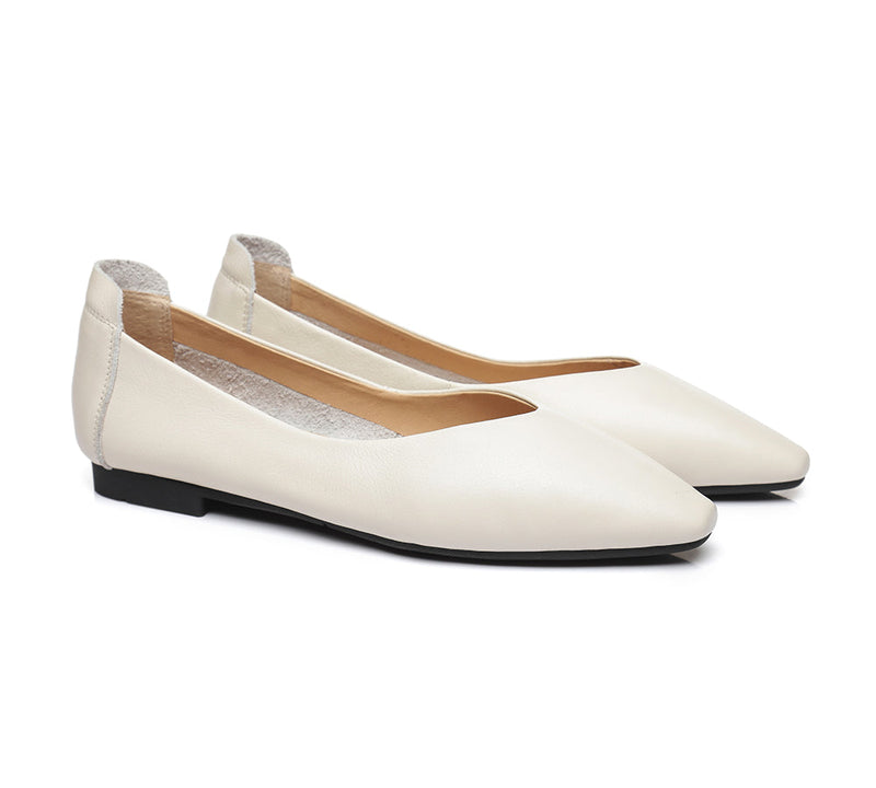 Flats - Pointed Toe Leather Ballet Flats Women Everly
