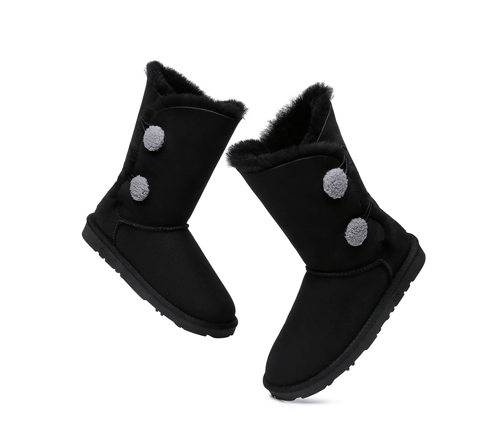 UGG Boots - Short Twin Button Sheepskin Boots Aspen